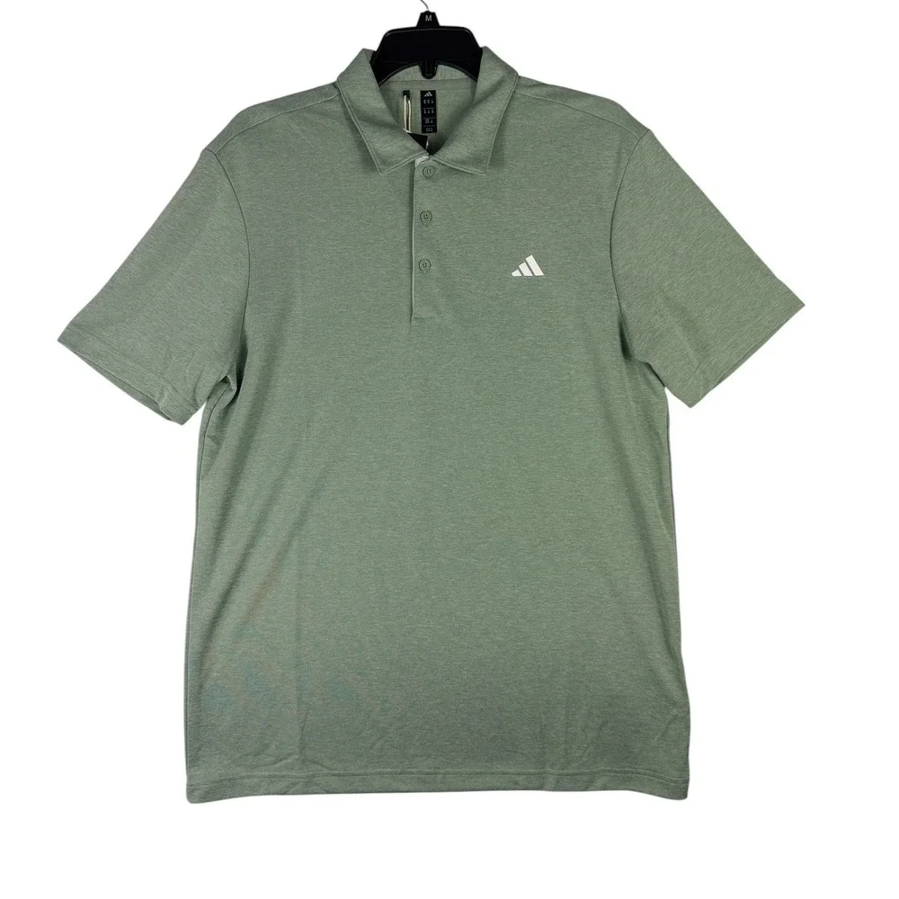 Adidas Mens Core Heather Golf Polo Shirt Silver Green Melange Size Medium NWT